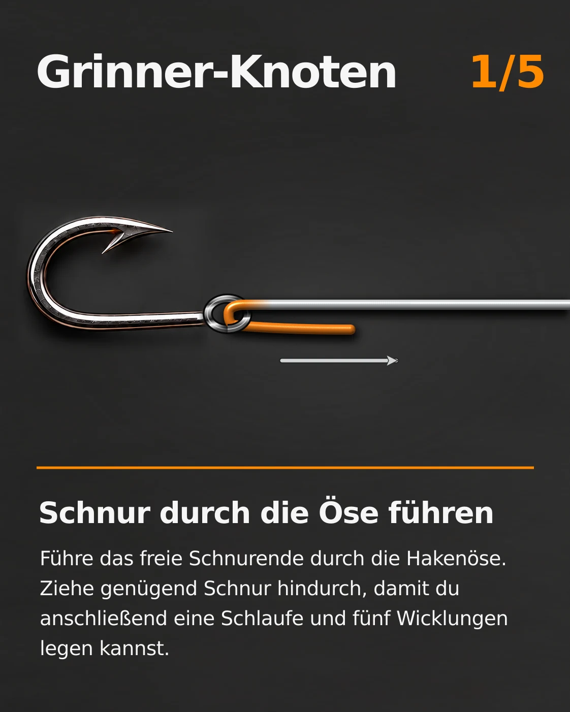 Grinner-Knoten, erster von fünf bebilderten Schritten