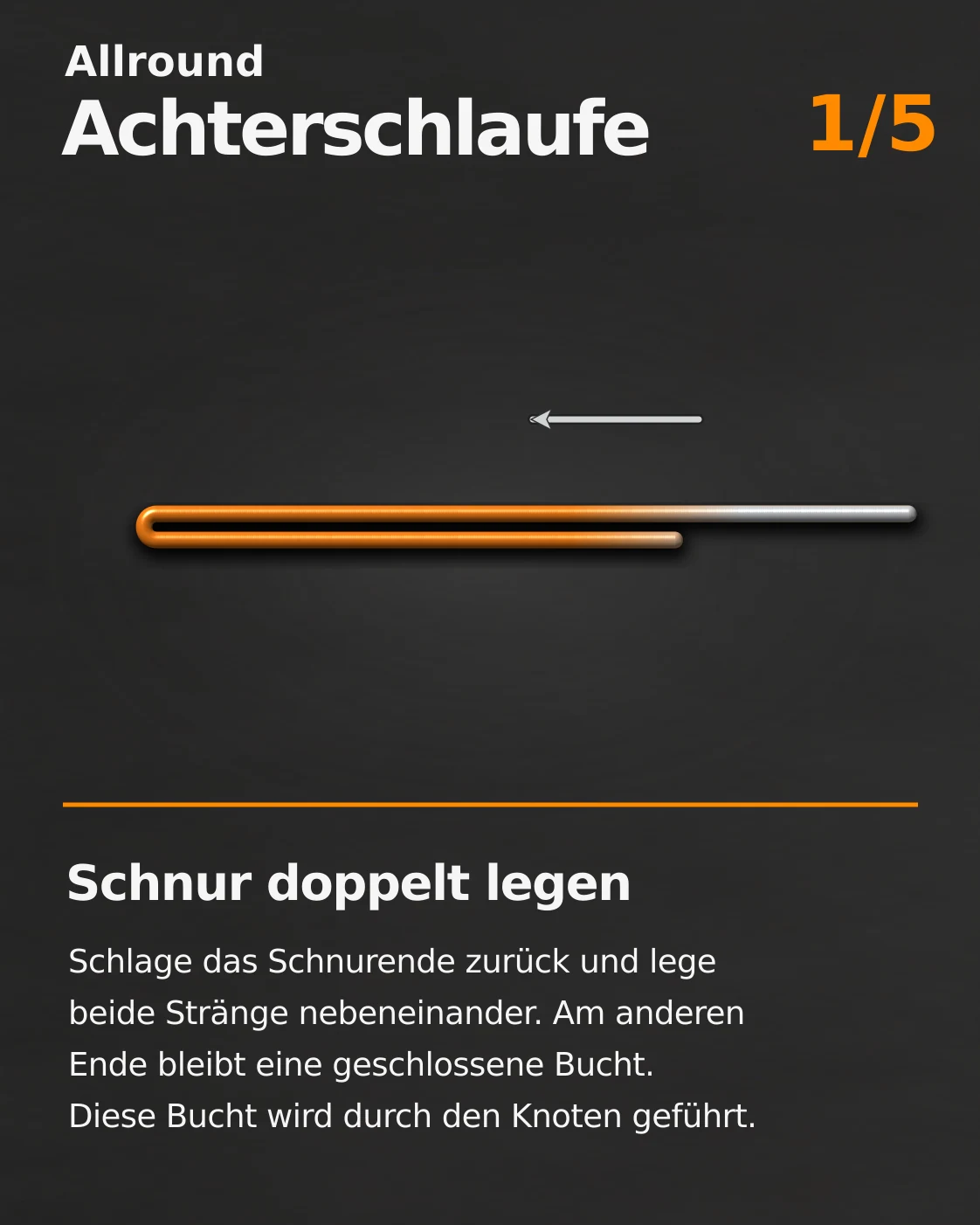 Achterschlaufe, erster von fünf bebilderten Schritten