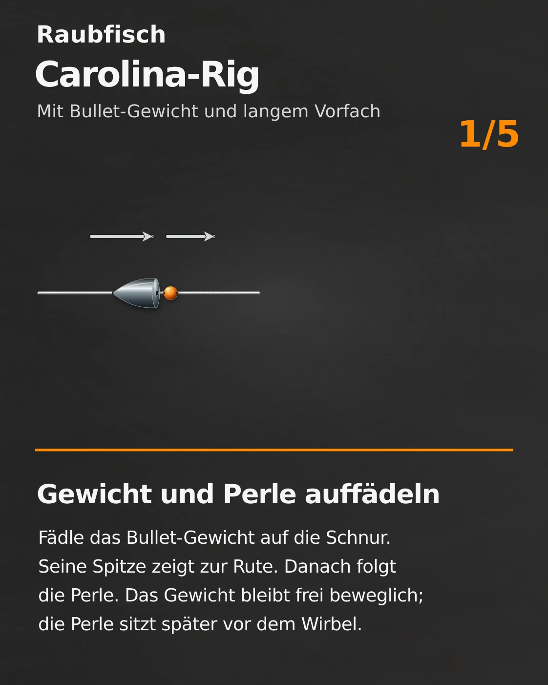 Carolina-Rig: Originalanleitung Schritt 1 von 5 mit Beschriftung