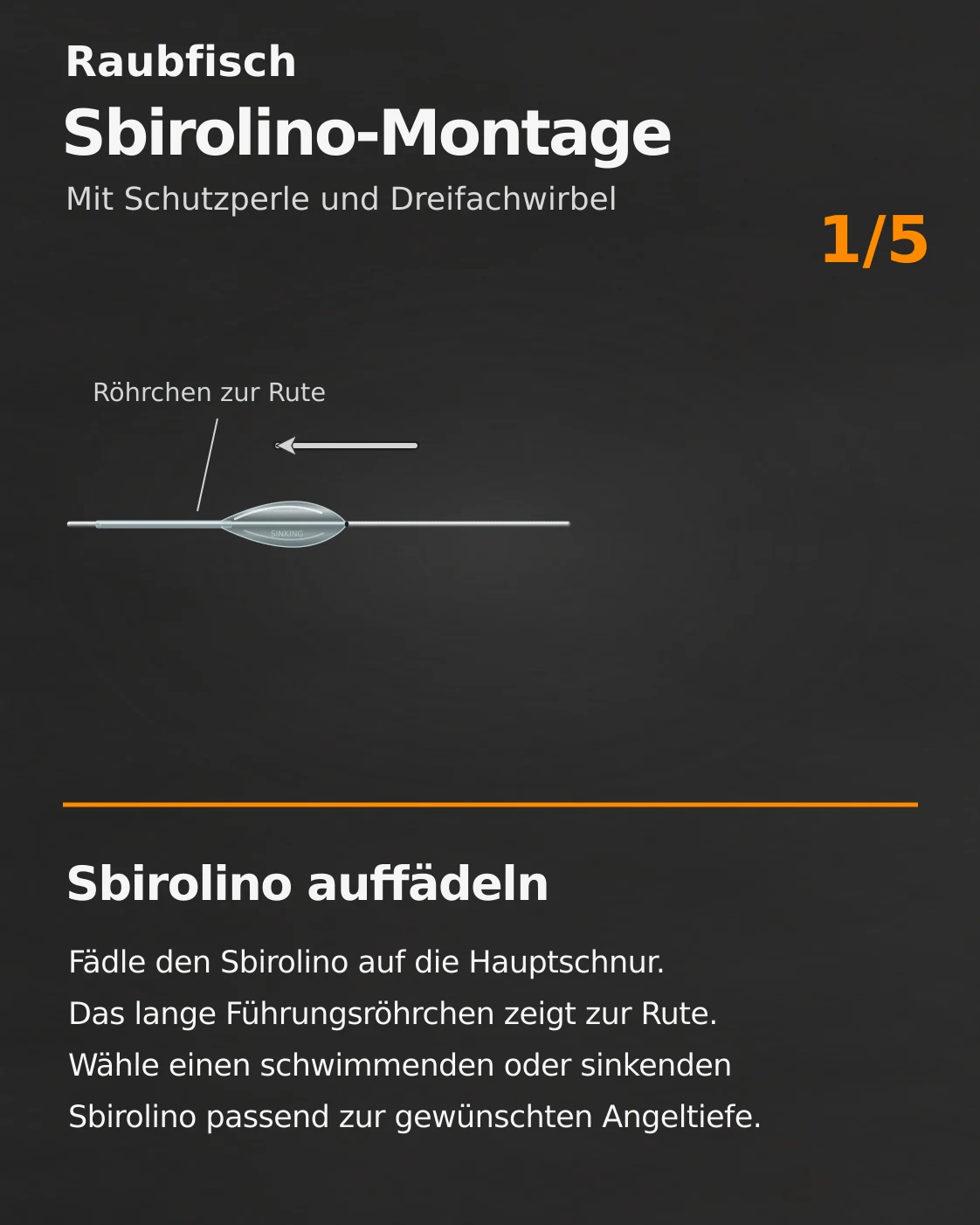 Sbirolino-Montage, erster von fünf bebilderten Schritten